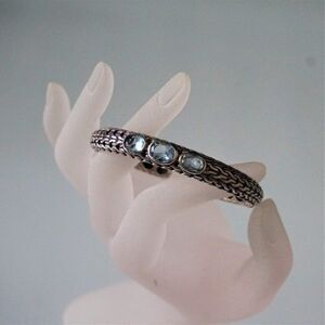 Sterling Silver And Triple Blue Tourmaline Cuff Bracelet